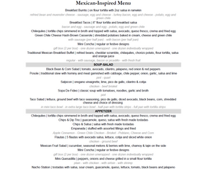 Mexican-Inspired Sample Menu