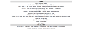 Mexican-Inspired Sample Menu